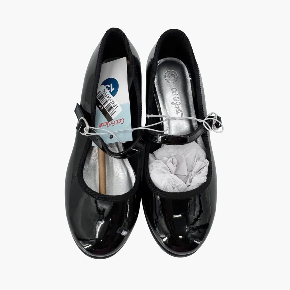 NEW Cat & Jack Kids' Avi Patent Dress Heels - Black - Size 13